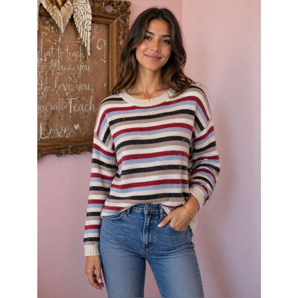 Newbury Kustom Striped Knit Pullover Sweater size M